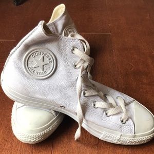 Unisex white leather high top converse sneakers